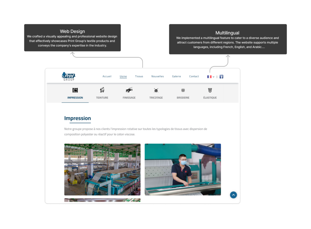 image showcasing the print group website features